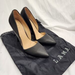 L.A.M.B Trina D'orsay Pump Heels Women's 9M  Black Leather NWT